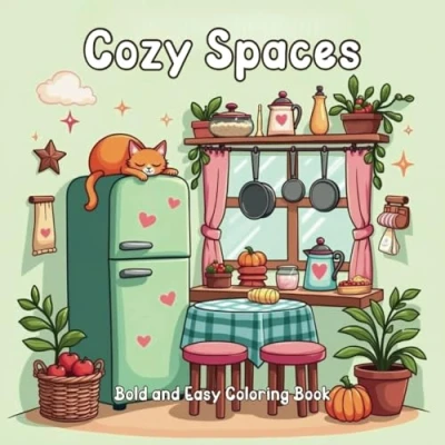 Abbildung von Cozy Spaces Coloring Book: Bold and Easy Stress Relief Designs for Adults Teens (Bold &amp; Coloring)