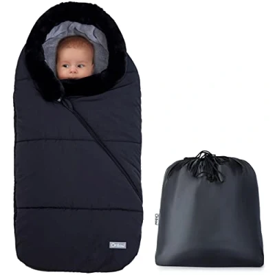 Abbildung von Orzbow Babyfußsack Kinderwagen Winterfußsack Buggy,Baby Schlafsack Babyschale Winter,mit Zwei Wege Reißverschluss Waschbar Abnehmbarer Pelzkragen Passend für Alle (Hellgrau)