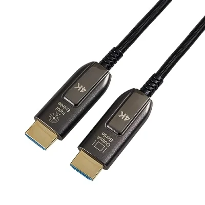Abbildung von Amazon Basics Glasfaser HDMI Kabel, umflochten, Hochgeschwindigkeitskabel, 10 m, Schwarz