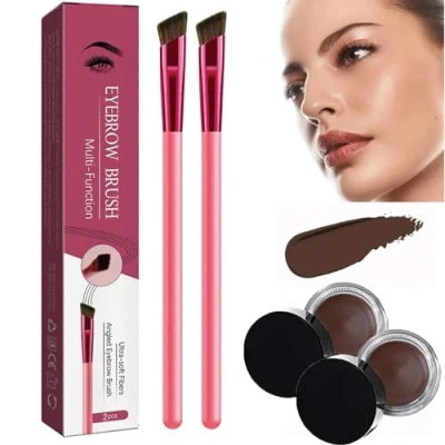 Abbildung von Anjoize Eyebrow, Eyebrow Pen 4d, Home Care Kit 4d Laminated, Hair Stroke Brow Stamp Brush, Ultra Thin Groomer (Dark Brown*2)