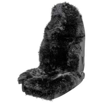 Abbildung von Walser Premium Lammfell Sitzauflage Marla, 100% Autositz mit 5cm Wollhöhe, Lammfell, Sitzauflagen Auto Sitzschoner Schonbezug Fell schwarz