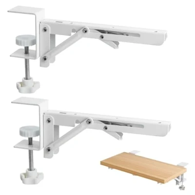 Abbildung von TischverläNgerung,Klappscharnier,Tastaturauszug Ohne Bohren,Klappkonsole Verstellbare,Faltenbar Schreibtisch Erweiterung,Tastaturablage mit Schrauben,Schreibtisch VerläNgerung 8 Zoll,2 Stück