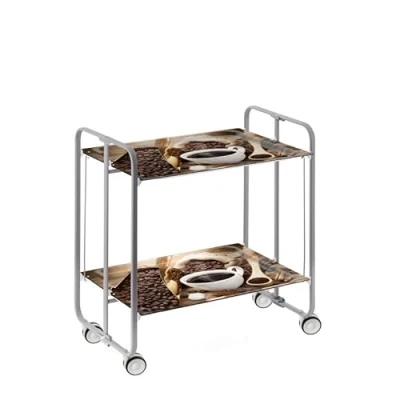 Abbildung von DON HIERRO Servierwagen, klappbar, 2 Böden, grauem Rahmen. BAUHAUS 41