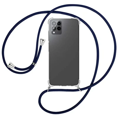Abbildung von mtb more energy® Handykette kompatibel mit Telekom T Phone Pro 5G dunkelblau Smartphone Hülle zum Umhängen Anti Shock Full TPU Case