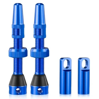 Abbildung von HZJD 2 Stück Presta Tubeless Ventile, Blau, Vorbau(44 mm)