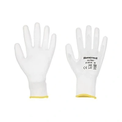 Abbildung von Honeywell 2132255 08 PU Handschuhe, gestrickt aus 100% Nylon, weiß, Beschichtung auf der Handfläche und den Finger, für feine Handhabung oder unter Handschuhen, Größe 8 (Packung mit 10 Paar)