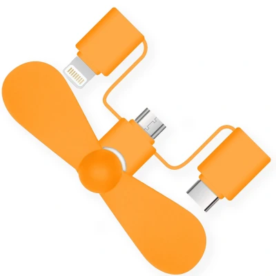 Abbildung von iMoshion 3 in 1 Ventilator für Smartphones Lightning, USB C &amp; Micro Orange