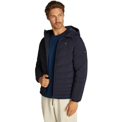 Abbildung von Tommy Hilfiger MIX Quilt Hooded Jacket Winterjacke, Herren, Größe: Small, Desert sky