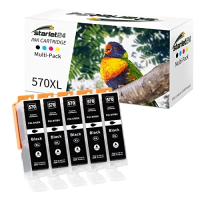 Abbildung von Starlet24 5X 570XL PGBK Kompatibel Druckerpatronen für Canon PGI 570 Tintenpatrone Pixma MG5700 MG5750 MG5751 MG6800 MG6850 MG7750 TS5000 TS5050 TS5055 TS6050 TS8050 TS9050 TS9055