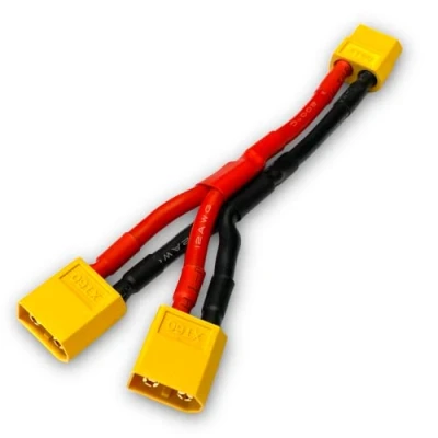 Abbildung von Original Premium XT60 Goldstecker Adapter Lipo Akku Parallel Y Kabel Splitter Buchse auf 2 Stecker Male Female Adapterkabel 10cm 12AWG 60A Modellbau