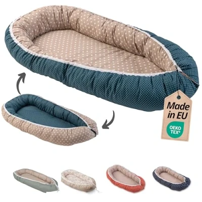 Abbildung von ULLENBOOM Babynest 100% OEKO TEX Materialien &amp; Made in EU, Dschungel Babynestchen Neugeborene aus kuscheliger Baumwolle, Ideal als Reisebett Kuschelnest geeignet