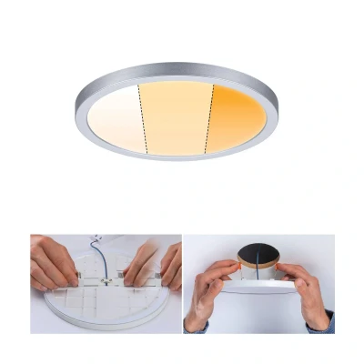 Abbildung von Paulmann 92991 LED Panel Einbauleuchte Areo VariFit IP44 3 Stufen dimmbar 175mm rund incl. 1x13 Watt Chrom matt Kunststoff 2000 K