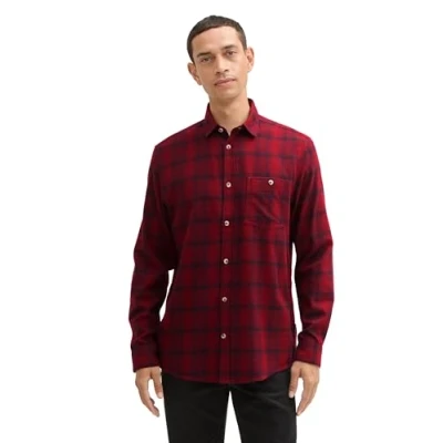 Abbildung von TOM Tailor Kariertes Hemd, Herren, Größe: XXL, Burgundy navy check
