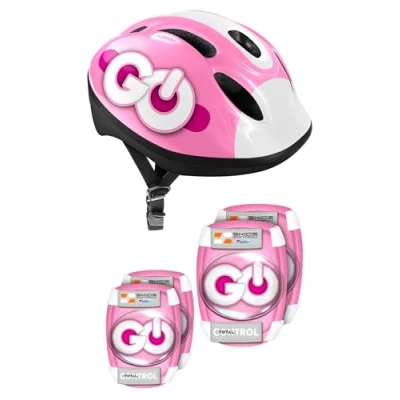 Abbildung von STAMP Unisex Jugendliche Helm + ELLBOGEN und KNIESCHÜTZER SKIDS Control ROSA Combo Elbow &amp; Knee Pads, PINK