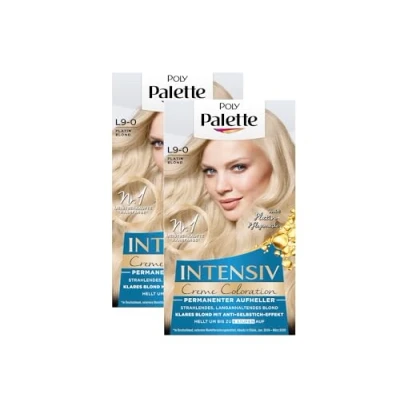 Abbildung von POLY PALETTE Intensiv Creme Coloration L9 0 Platin Blond Stufe 3 (2 x 135 ml), Permanenter Aufheller für strahlendes, langanhaltendes Blond, Anti Gelbstich Effekt