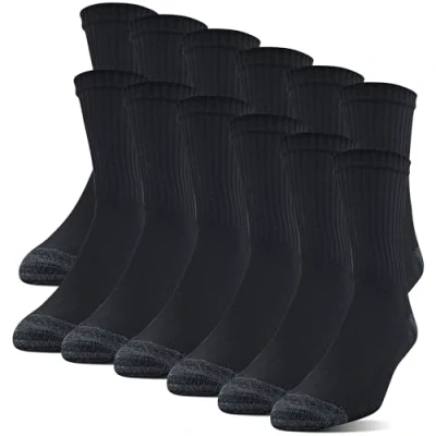 Abbildung von Gildan Herren Halbgepolsterte Polyester, 12 Stück Socken, Schwarz, Shoe Size: 6 (12er Pack)