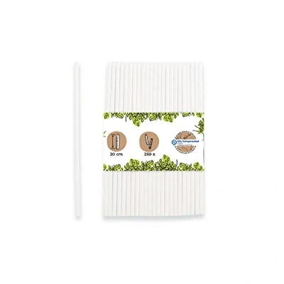 Abbildung von GREENBOX Papier Trinkhalme 20 cm Strohhalm 5 mm Ø I Trinkhalm biologisch abbaubar weisse Strohhalme vertikal gerollt Party für Cocktails Papierstrohhalme 250 Stück