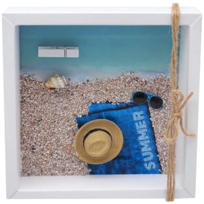 Abbildung von ZauberDeko Geschenkbox Geldgeschenk Verpackung Reise Urlaub Strohhut Sonnenbrille Strand Meer