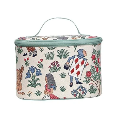 Abbildung von Signare Tapisserie kulturtasche,damen, make up tasche, kosmetikkoffer, aufbewahrung mit Garten Designs (Alice im Wunderland)