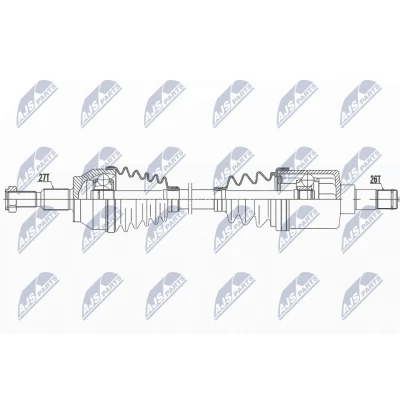 Abbildung von NTY NPW FR 129 Antriebswelle Vorderachse links 640 Schaltgetriebe FORD: FOCUS 3 Turnier,