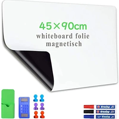Abbildung von Lyzzxi Whiteboard Folie, 45 * 90cm Magnetisch Selbstklebend Weißwandtafel Sticker DIY, Inklusive Marker und Schwamm, Wandfolie für glatten Oberflächen in Schule Büro Haus