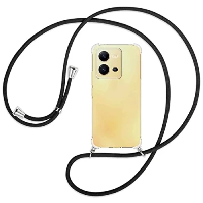 Abbildung von mtb more energy® Handykette kompatibel mit vivo X80 Lite schwarz Smartphone Hülle zum Umhängen Anti Shock Full TPU Case