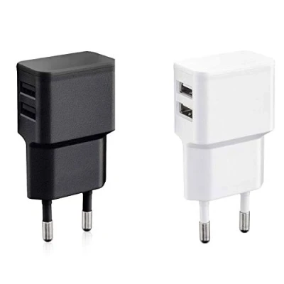 Abbildung von Wicked Chili 2er Set Dual USB Ladegerät (weiß und schwarz) 12W / 2,4A Pro Series Universal Netzteil für Handy, Watch, Powerbank Bluetooth Speaker, 2 Fach Netzadapter (90, USB)