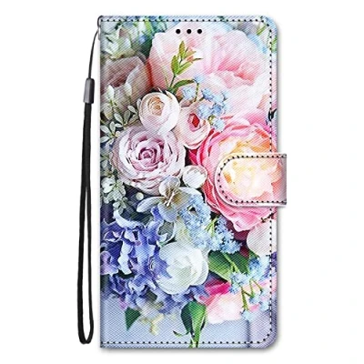 Abbildung von Nodigo EU für Samsung Galaxy A55 5G Hülle Leder Magnetisch Kickstand mit Kartenfach Tier Muster Motiv Lustig Design Book Flip Hüllen Handyhülle Tasche Case Blume