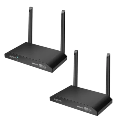Abbildung von LogiLink HDW0103 HDMI Übertragungs Set, KVM, Drahtlos, 150m, 1zu4, 4K@60Hz, Daten/Videos einfach per WLAN auf dem TV anzeigen/teilen