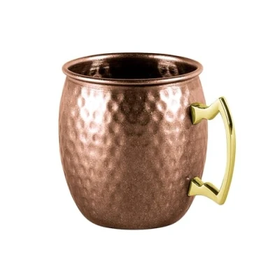 Abbildung von APS 93311 Becher MOSCOW MULE, Ø 9 cm, Höhe 10 0,5 Liter, Edelstahl, Kupfer Look, gehämmerte Oberfläche, hochglanzpoliert