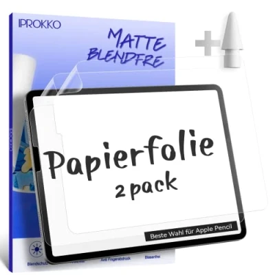 Abbildung von [2 Stück] Like Paper Folie kompatibel mit iPad Pro 12,9 Zoll (2022/2021/2020/2018), Matte Schutzfolie Papierfolie Displayschutz Papier Film Blendfreiem Screen Protector for Zeichnen, Schreibe, Notizen