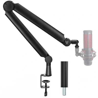 Abbildung von SENSIC SA 30 Mikrofonständer Tisch mit 360 drehbarem Schwenkarm, optionale Erhöhung und 3/8 bis 5/8 Adapter, Universelle Mikrofon Halterung, Profi Mikrofonarm inkl. Zubehör, Boom Arm Schwarz