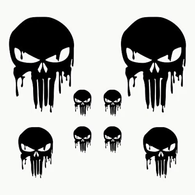 Abbildung von Autodomy Schädel Skull Geschmolzen Aufkleber Paket 8 Stück für Auto oder Motorrad (Schwarz)