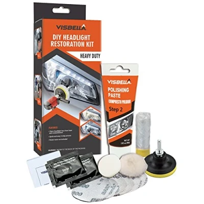 Abbildung von Visbella HG0086AC1B DIY Scheinwerfer Restaurierung Kit Erneuerung mit Schutzmittel Fix Entfernen Puffer und polieren Wolkenbeleuchtung Rücklichter Nebelscheinwerfer Richtlichter klar