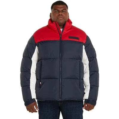 Abbildung von Tommy Hilfiger NEW YORK Puffer Jacket Kurzmantel, Herren, Größe: XXL, Dark blue/red/white