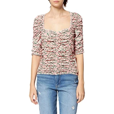 Abbildung von NA KD Damen Gathered Jersey Top Hemd, beige, 2XL