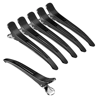 Abbildung von Mesybveo 6 Stück EnteBill Haarspangen, Haarklammer Friseurbedarf, Abteilklammern Friseur, Rutschfeste Haarklammern, Haarclips Alligator Clips mit Löchern, für Dickes und Dünnes Haar(Schwarz)