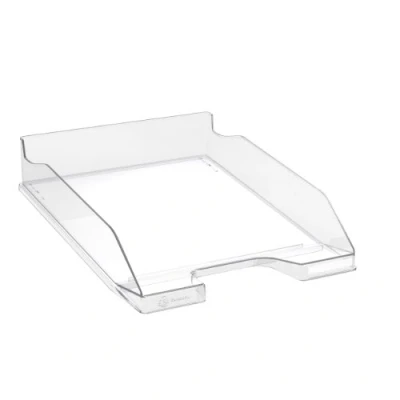 Abbildung von Exacompta 113223D 6er Pack Premium Briefablage Combo Midi DIN A4. Idealer Briefkorb für Ihre Organisation. Robuster und stapelbarer Ablagekorb Glasklar glossy