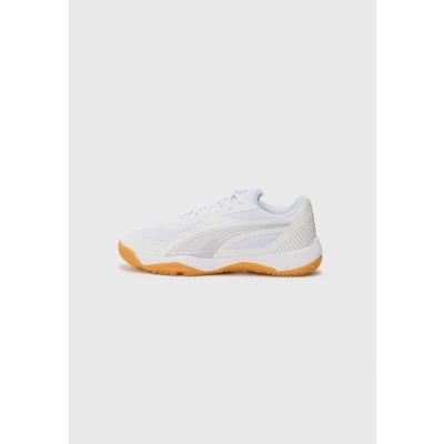 Abbildung von Puma Solarflash III Unisex Handballschuh für Kinder, Größe: 38, White/lilac crush/berry Schuhe