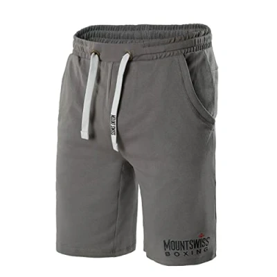 Abbildung von Mount Swiss Shorts Herren Kurze Hose Sporthose Boxer aus 100% Baumwolle Übergröße, Farbe: stahlgrau, Gr. XXL