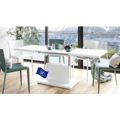 Abbildung von Mazzoni Couchtisch Aston Weiß Matt stufenlos höhenverstellbar ausziehbar 120 bis 200cm