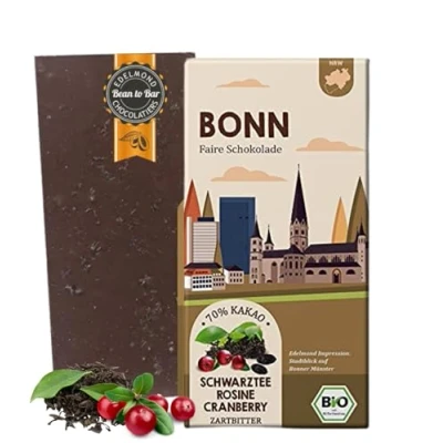 Abbildung von BONN Schwarztee, Rosine und Cranberry Schokolade/Bio + Fairtrade Kakao 1 Tafel, 80g
