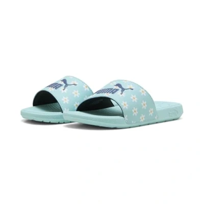 Abbildung von Puma Cool Cat 2.0 Daisies Slides Kinder Mit Print Safe Lake/Blue Crystal/White Größe: 28