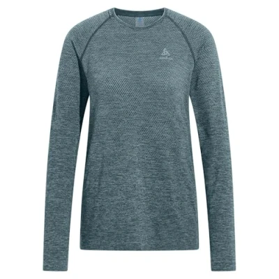 Abbildung von Odlo Damen Laufshirt Langarm Essential Seamless Sport Oberteil Fitness Shirt, Provincial Blue Melange, L EU