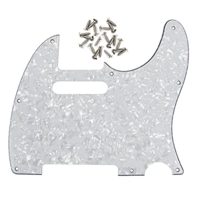 Abbildung von FLEOR 8 Loch 4 lagig Weiße Perle TL Pickguard Single Coil Neck Hole Schnittschutzplatte mit Befestigungsschrauben für den Austausch von US/Mexiko Standard TE Plate