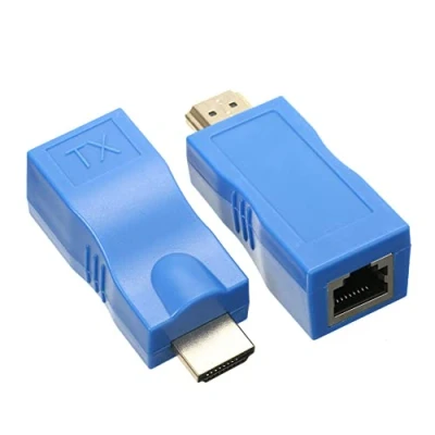 Abbildung von Tecbee HDMI Extender &gt;LAN RJ45 Buchse Adapter Cat 5e/6 Netzwerk Ethernet &gt; Verlängerungskonverter Repeater 1080p bis zu 30 m Extender, Sender und Empfänger
