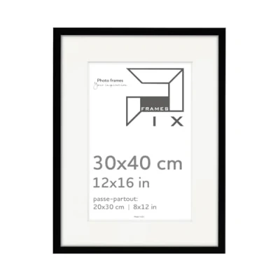 Abbildung von Pix FRAMES Bilderrahmen 30x40/20x30 cm Idea Pass Kollektion Holzrahmen mit Passepartout Picture Frame Holzbilderrahmen Holz Fotorahmen Schwarz