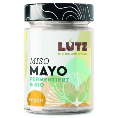 Abbildung von Bio Miso Mayo 160g Vegane Sauce auf Sonnenblumenbasis mit fermentierter Speisewürzpaste aus Kichererbsen von Lutz