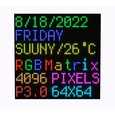 Abbildung von 64x64 RGB LED Matrix Panel Full Color for Raspberry Pi/Ardui 192x192 mm 3mm Pitch 4096 LEDs Adjustable Brightness