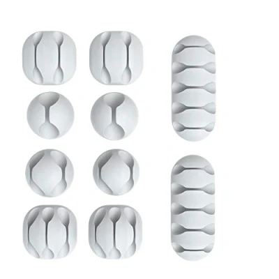 Abbildung von EAZY CASE Kabelführung 10x Kabelmanagement Mix Set, Clips Kabelmanager Kabel Fixierung Organizer Schreibtisch Weiß
